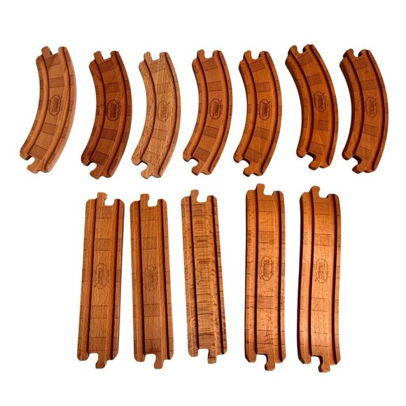 Thomas & Friends Wooden Train Track Lot 12 Straight Curved Wave Wood Branded - Picture 1 of 5